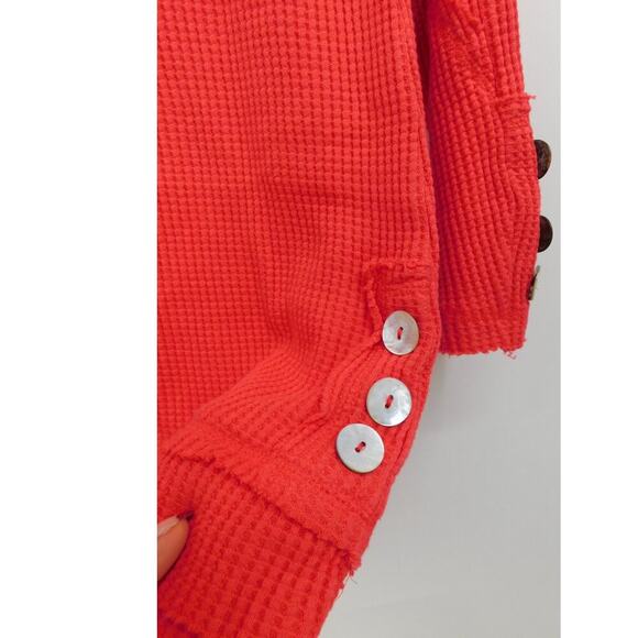 Soft Surroundings Womens My Time Waffle Pullover Top‎ Size M Red Vibrant Casual - Picture 4 of 5